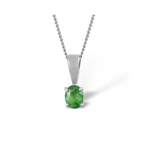 Emerald 5 x 4mm 18K White Gold Pendant Necklace