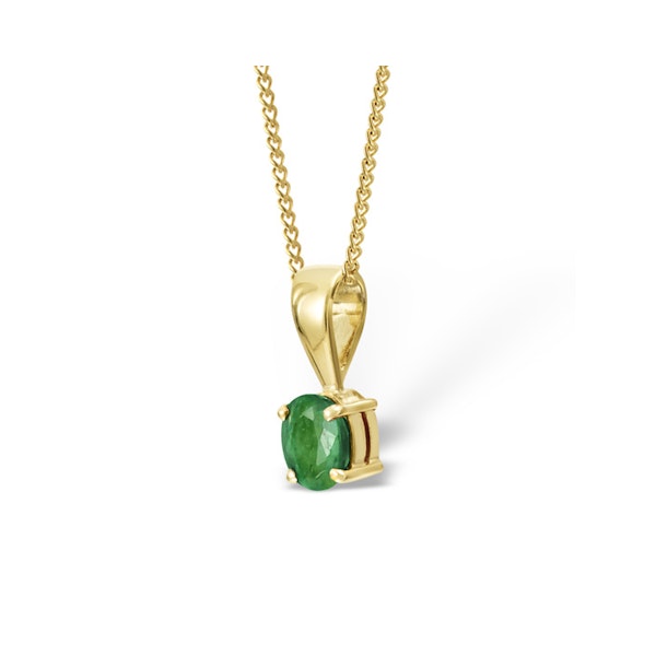 Emerald 5 x 4mm 18K Yellow Gold Pendant Necklace - Image 2