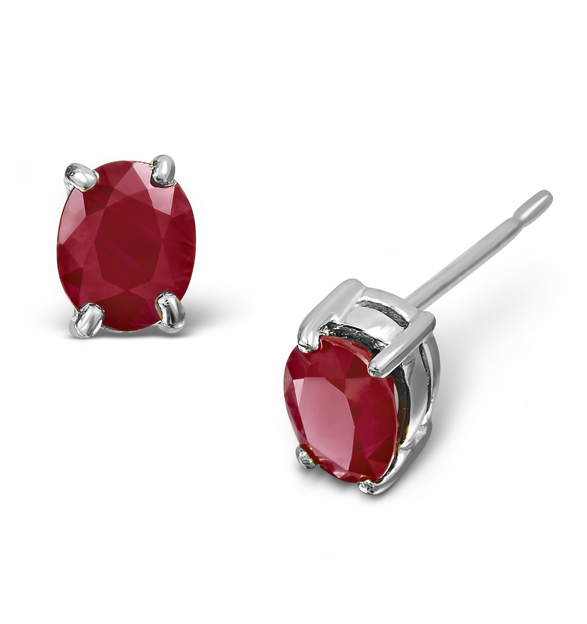 Ruby 5 x 4mm 18K White Gold Earrings