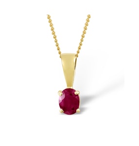 Ruby 5 x 4mm 18K Yellow Gold Pendant Necklace
