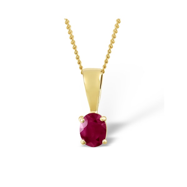 Ruby 5 x 4mm 18K Yellow Gold Pendant Necklace - Image 1