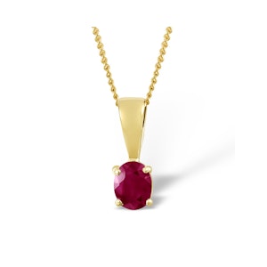 Ruby 5 x 4mm 9K Yellow Gold Pendant Necklace