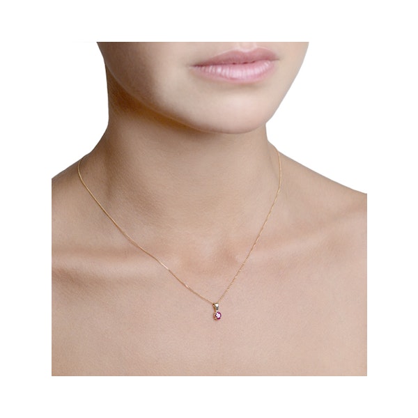 Ruby 5 x 4mm 9K Yellow Gold Pendant Necklace - Image 2