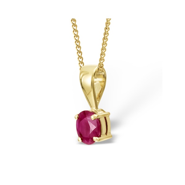 Ruby 5 x 4mm 18K Yellow Gold Pendant Necklace - Image 2