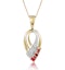 Ruby 2.25mm And Diamond 9K Yellow Gold Pendant Necklace - image 1