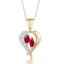 Ruby 5 x 3mm And Diamond 9K Yellow Gold Pendant Necklace - image 1
