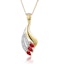 Ruby 4 x 2mm And Diamond 9K Yellow Gold Pendant Necklace - image 1