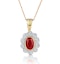 Ruby 6 x 4mm And Diamond 9K Yellow Gold Pendant Necklace B3294 - image 1