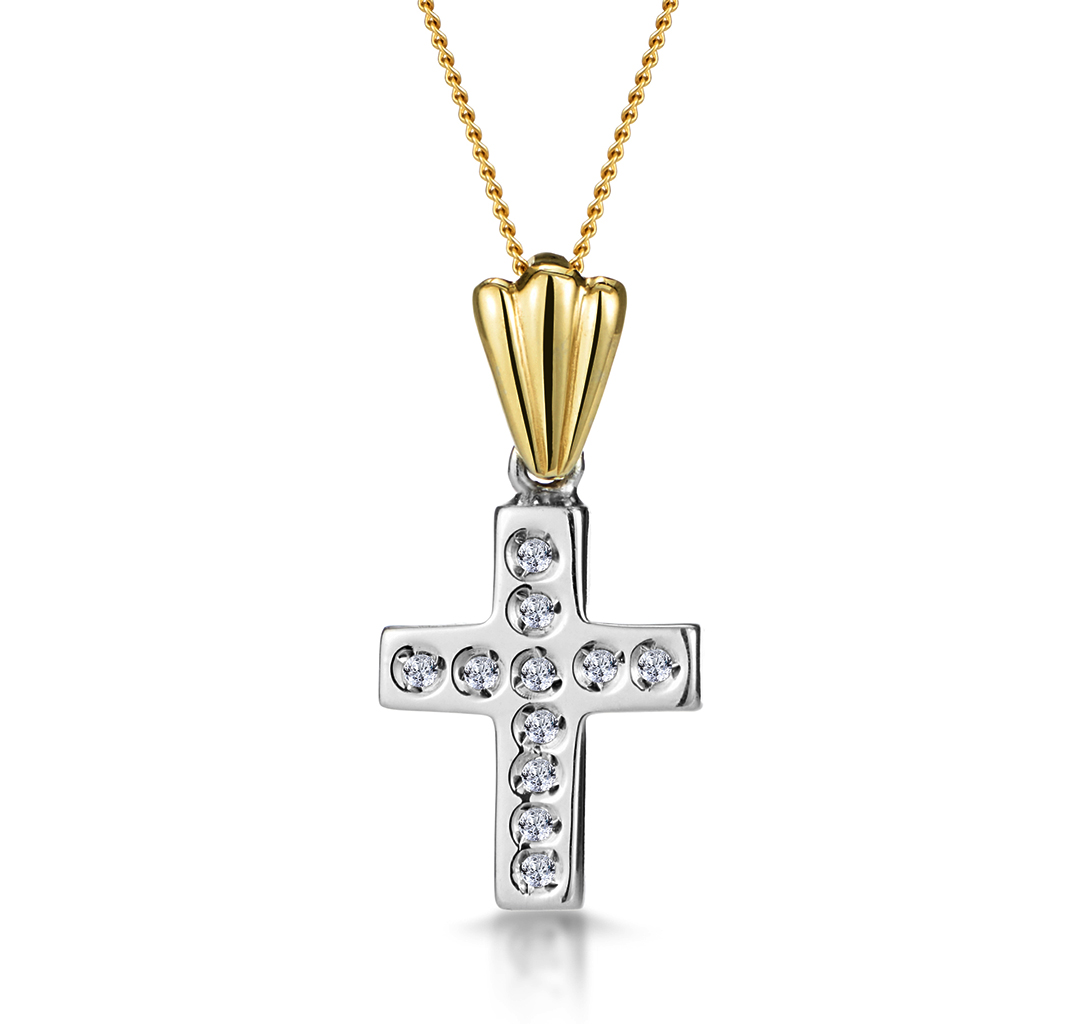 gold cross with diamonds