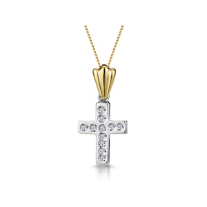 Diamond Studded Cross Necklace in 9K White Gold