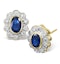 Sapphire 6mm x 4mm And Diamond 18K Yellow Gold Earrings  FEG28-U - image 1