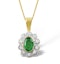 Emerald 6 x 4mm And Diamond 9K Yellow Gold Pendant Necklace - image 1