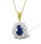 Sapphire 6 x 4 mm And Diamond 9K Yellow Gold Pendant Necklace - image 1