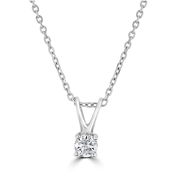 Diamond Solitaire Necklace 0.10CT Diamond 9K White Gold - image 1