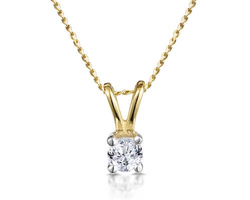 Yellow Gold Diamond Solitaire Necklaces And Pendants