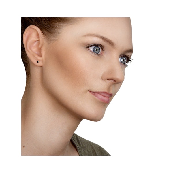 Sapphire 3mm 9K White Gold Stud Earrings - Image 3