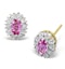 Pink Sapphire 5 X 3mm and Diamond 18K Yellow Gold Earrings - image 1