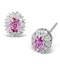 Pink Sapphire 5 X 3mm and Diamond 18K White Gold Earrings - image 1