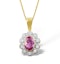 Pink Sapphire 6 X 4mm and 18K Yellow Gold Diamond Pendant Necklace - image 1