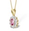 Pink Sapphire 6 X 4mm and 18K Yellow Gold Diamond Pendant Necklace - image 2