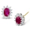 Ruby 6 x 4mm And Diamond 18K Yellow Gold Earrings - image 1