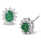 Emerald 6 x 4mm And Diamond 18K White Gold Earrings - image 1