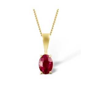 Ruby 7 x 5mm 18K Yellow Gold Pendant Necklace