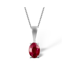 Ruby 7 x 5mm 18K White Gold Pendant Necklace