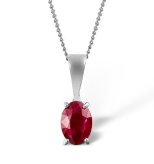 Ruby 7 x 5mm 18K White Gold Pendant Necklace