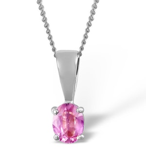 Pink Sapphire 5 X 4mm 18K White Gold Pendant Necklace