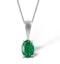 Emerald 7 x 5mm 18K White Gold Pendant Necklace - image 1
