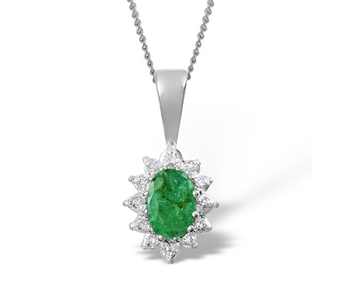Emerald White Gold Necklaces & Pendants | The Diamond Store