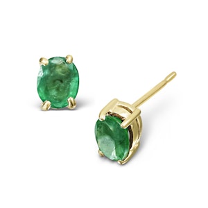 Emerald 5x4mm 0.64ct 9K Yellow Gold Earrings