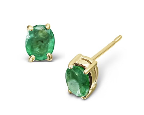 Yellow Gold Emerald Earrings