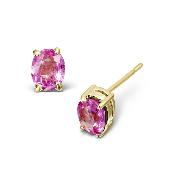 Pink Sapphire 0.45ct 9K Yellow Gold Earrings - Image 1