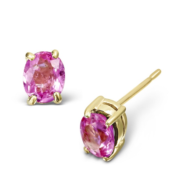 Pink Sapphire 5 X 4mm 18K Yellow Gold Earrings - image 1