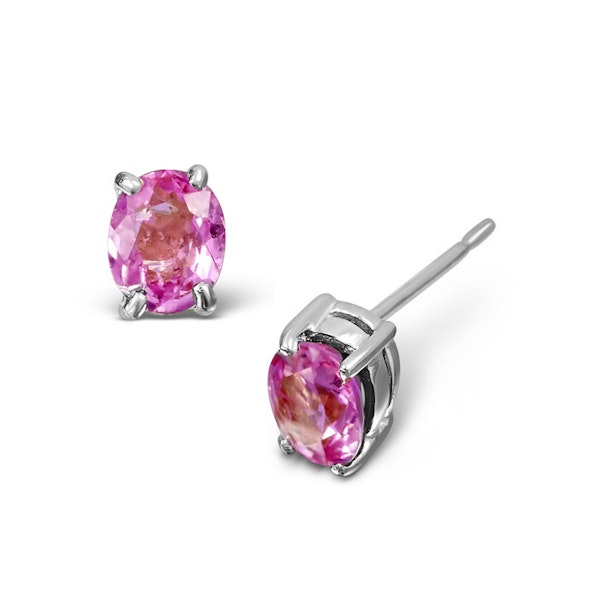 Pink Sapphire 0.45ct 9K White Gold Earrings - Image 1