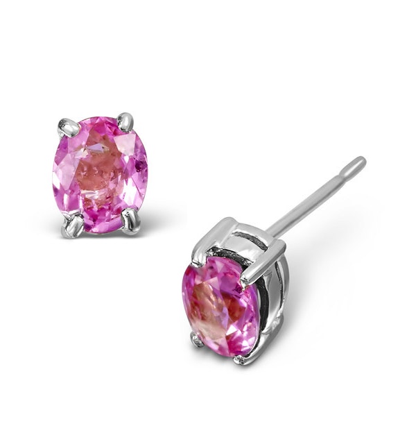 Pink Sapphire 0.45ct 9K White Gold Earrings - image 1