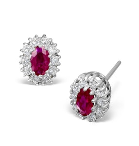 Ruby 0.32CT And Diamond 9K White Gold Earrings