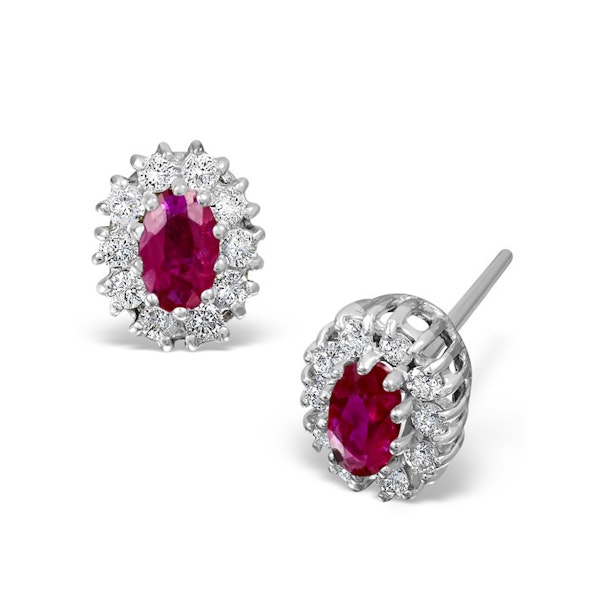 Ruby 0.32CT And Diamond 9K White Gold Earrings - Image 1