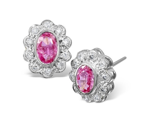 Pink Sapphire Cluster Earrings