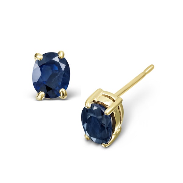 Sapphire 5mm x 4mm 0.80ct 9K Yellow Gold Earrings - Image 1