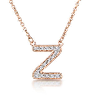 Initial 'Z' Necklace Diamond Encrusted Pave Set in 9K Rose Gold