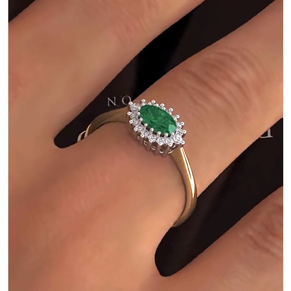 Emerald 6 x 4mm And Diamond 9K Gold Ring SIZES AVAILABLE L R - Image 3