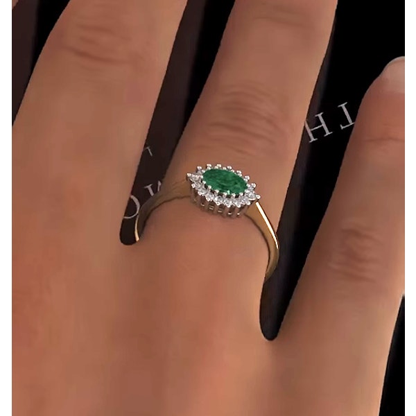 Emerald 6 x 4mm And Diamond 9K Gold Ring SIZES AVAILABLE L R - Image 4