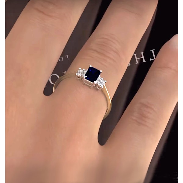Sapphire 6 x 4mm And Diamond 9K Gold Ring A3220 - Image 4