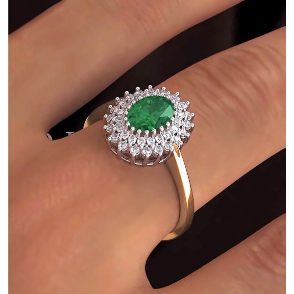 Emerald 7 x 5mm And Diamond 9K Gold Ring SIZE O - Image 3