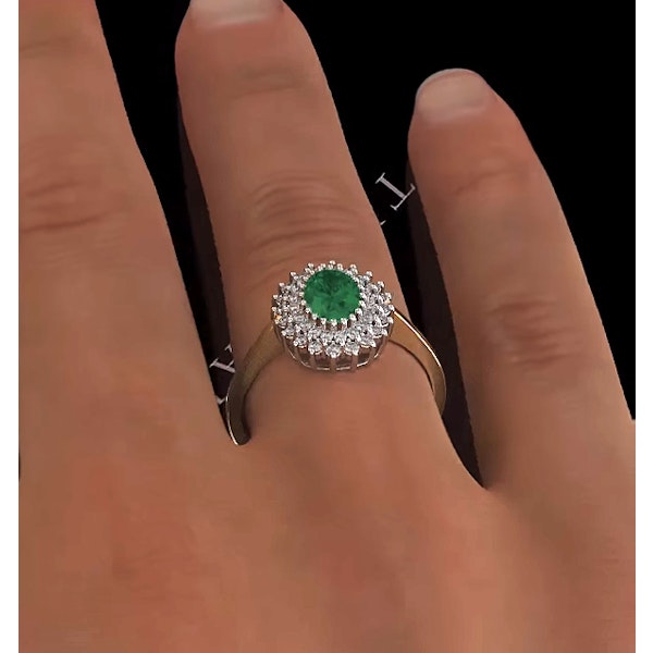 Emerald 7 x 5mm And Diamond 9K Gold Ring SIZE O - Image 4