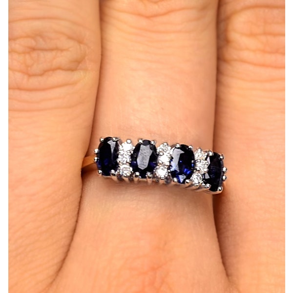 Sapphire 5 x 3mm And Diamond 9K Gold Ring - Image 4