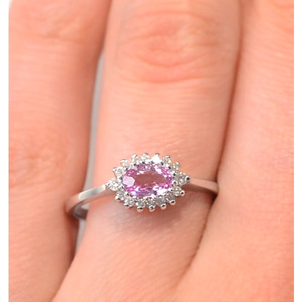 9K White Gold Diamond and Pink Sapphire Ring 0.18ct SIZES AVAILABLE J K Q - Image 3
